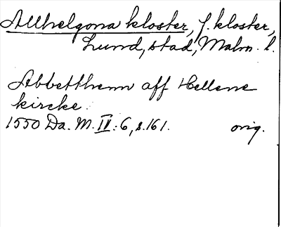 Bild på arkivkortet för arkivposten Allhelgona kloster