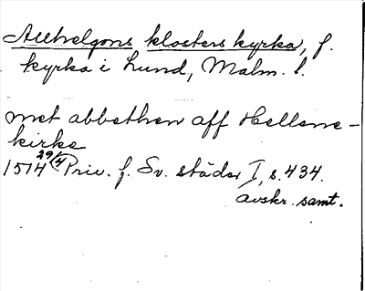 Bild på arkivkortet för arkivposten Allhelgons klosters kyrka