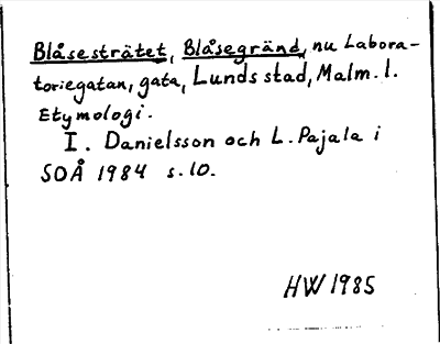 Bild på arkivkortet för arkivposten Blåsesträtet, Blåsegränd