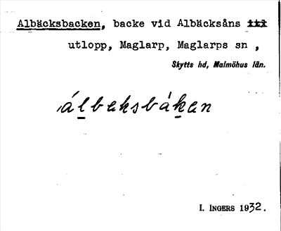 Bild på arkivkortet för arkivposten Albäcksbacken