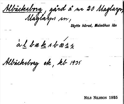 Bild på arkivkortet för arkivposten Albäcksborg