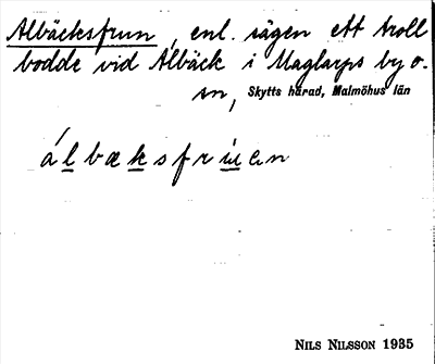 Bild på arkivkortet för arkivposten Albäcksfrun