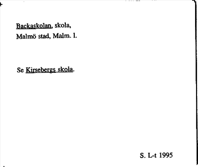 Bild på arkivkortet för arkivposten Backaskolan, se Kirsebergs skola