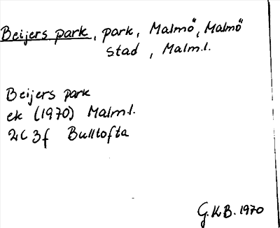 Bild på arkivkortet för arkivposten Beijers park