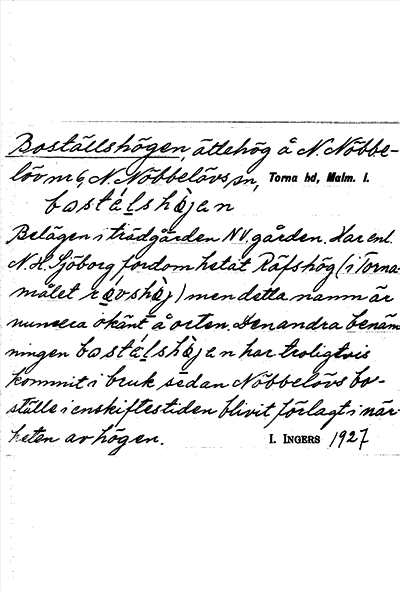 Bild på arkivkortet för arkivposten Boställshögen
