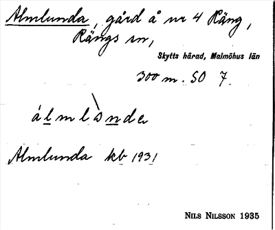 Bild på arkivkortet för arkivposten Almlunda