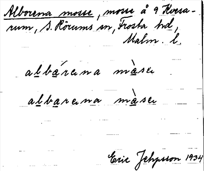 Bild på arkivkortet för arkivposten Alborena mosse