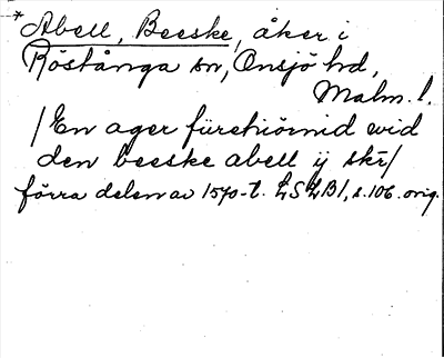 Bild på arkivkortet för arkivposten *Abell, Beeske
