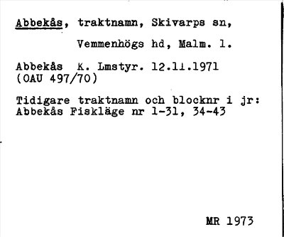 Bild på arkivkortet för arkivposten Abbekås