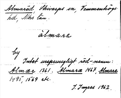 Bild på arkivkortet för arkivposten Almaröd