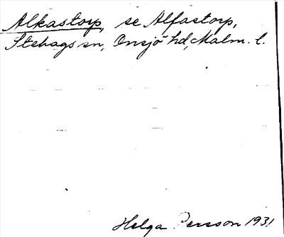 Bild på arkivkortet för arkivposten Alkastorp, se Alfastorp