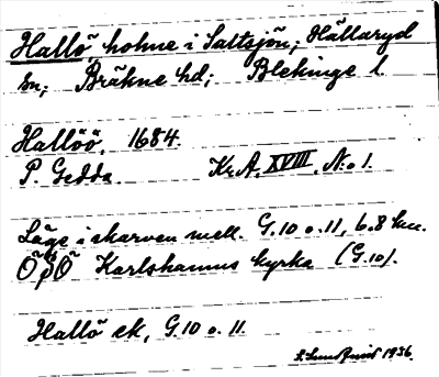 Bild på arkivkortet för arkivposten Hallö