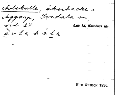 Bild på arkivkortet för arkivposten Avlekulle