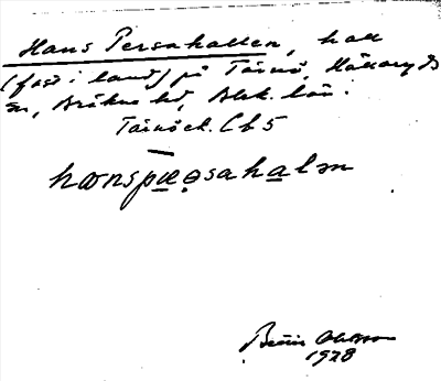 Bild på arkivkortet för arkivposten Hans Persahallen