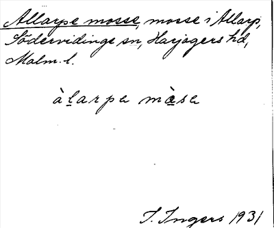 Bild på arkivkortet för arkivposten Allarpe mosse