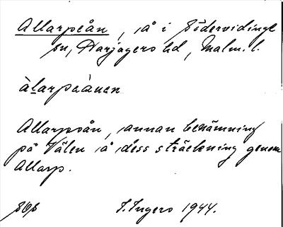 Bild på arkivkortet för arkivposten Allarpeån
