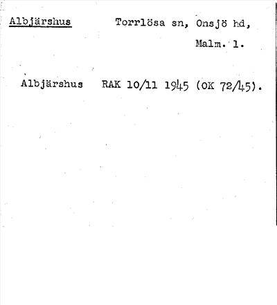 Bild på arkivkortet för arkivposten Albjärshus