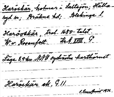 Bild på arkivkortet för arkivposten Haröskär