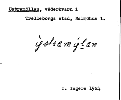 Bild på arkivkortet för arkivposten Östramöllan
