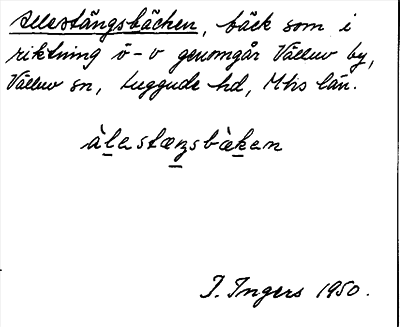 Bild på arkivkortet för arkivposten Allestängsbäcken