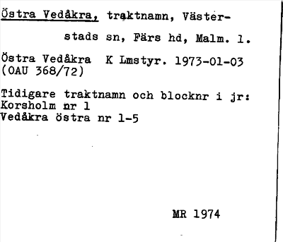Bild på arkivkortet för arkivposten Östra Vedåkra