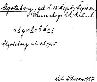 Bild på arkivkortet för arkivposten Algotsborg