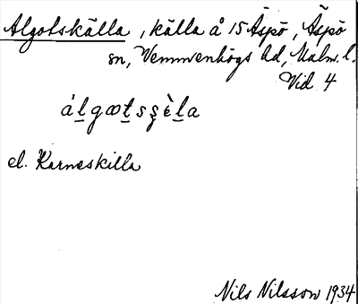 Bild på arkivkortet för arkivposten Algotskälla