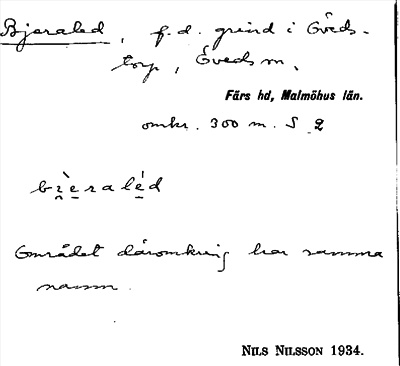 Bild på arkivkortet för arkivposten Bjeraled
