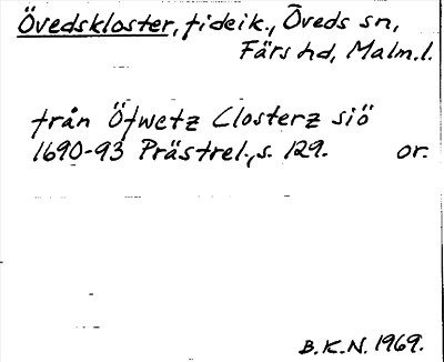 Bild på arkivkortet för arkivposten Övedskloster