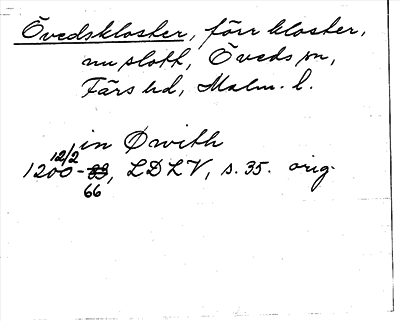 Bild på arkivkortet för arkivposten Övedskloster