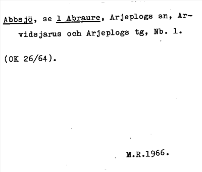 Bild på arkivkortet för arkivposten Abbsjö, se Abraure