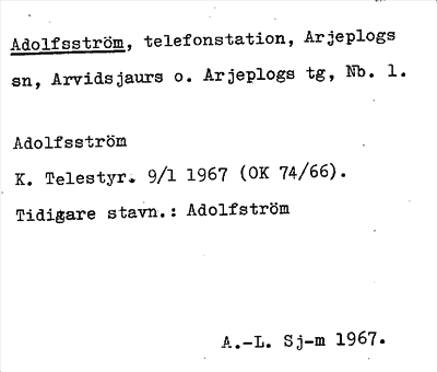 Bild på arkivkortet för arkivposten Adolfström