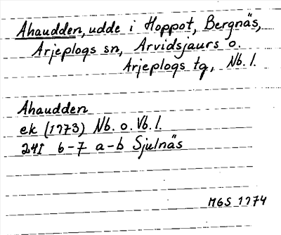 Bild på arkivkortet för arkivposten Ahaudden