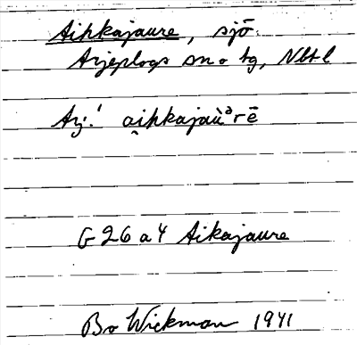 Bild på arkivkortet för arkivposten Aihkajaure