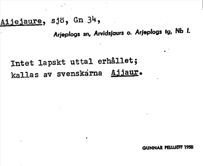 Bild på arkivkortet för arkivposten Aijejaure