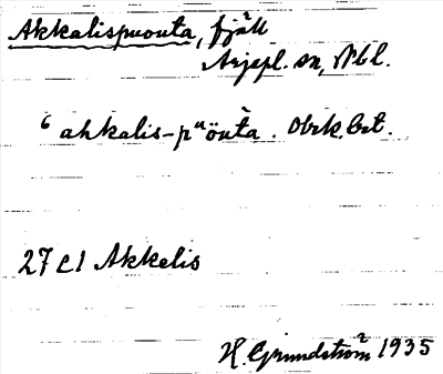 Bild på arkivkortet för arkivposten Akkalispuouta