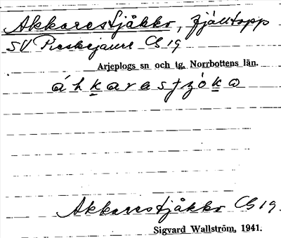 Bild på arkivkortet för arkivposten Akkarestjåkko