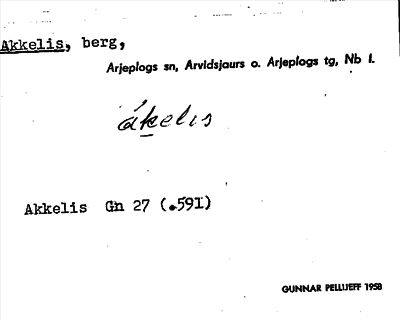 Bild på arkivkortet för arkivposten Akkelis