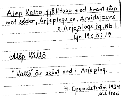 Bild på arkivkortet för arkivposten Alep Kalto