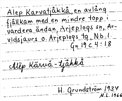 Bild på arkivkortet för arkivposten Alep Karvatjåkkå