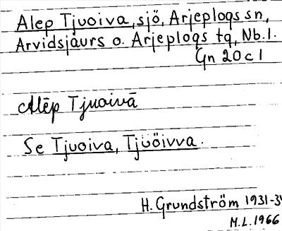 Bild på arkivkortet för arkivposten Alep Tjuoiva