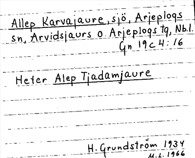 Bild på arkivkortet för arkivposten Allep Karvajaure