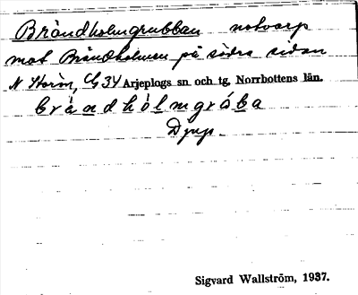 Bild på arkivkortet för arkivposten Brändholmgrubban