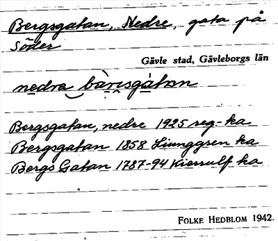 Bild på arkivkortet för arkivposten Bergsgatan, Nedre