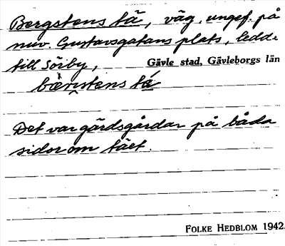 Bild på arkivkortet för arkivposten Bergstens tä
