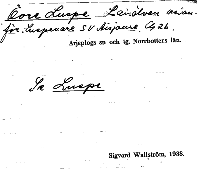 Bild på arkivkortet för arkivposten Övre Luspe, se LuspeÆ