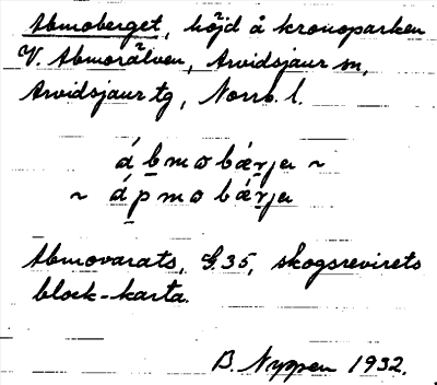 Bild på arkivkortet för arkivposten Abmoberget