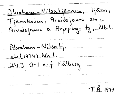 Bild på arkivkortet för arkivposten Abraham-Nilsatjärnen