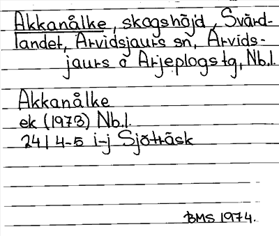 Bild på arkivkortet för arkivposten Akkanålke