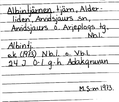 Bild på arkivkortet för arkivposten Albintjärnen